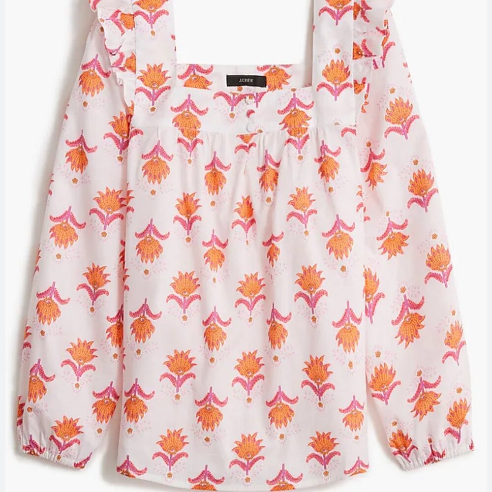 J Crew Factory Square Ruffle Top SIZE L